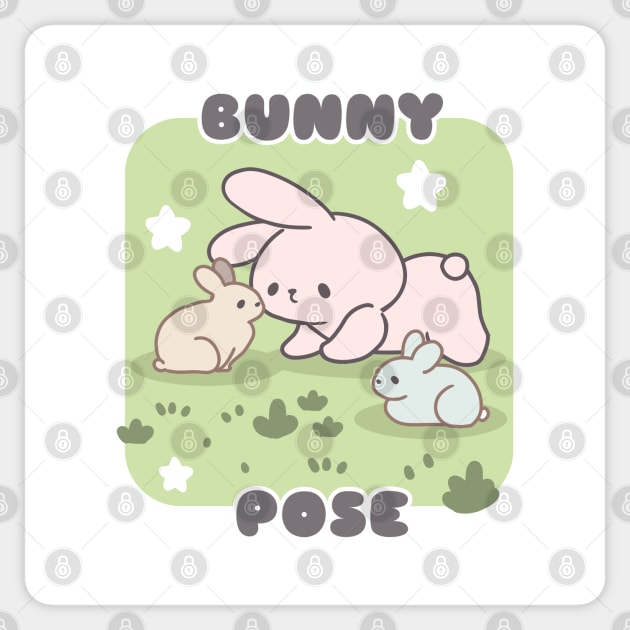 Bunny Pose Yoga for Tranquility and Playfulness Sticker by LoppiTokki